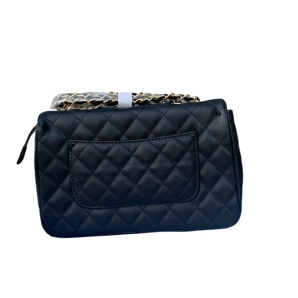 New Isabelle Vegan Leather Quilted Medium Black Shoulder Bag - Picture 2 of 12